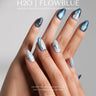 Blue press-on nail designs from Joyee Nails — navy, royal blue, baby blue, chrome, and cat-eye styles