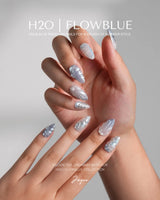 Great Barrier Blue close-up of carved shell texture, pearl shine, and icy blue shimmer