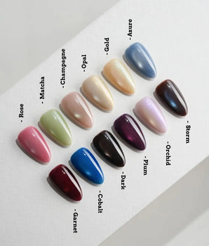 Jewel Cat Eye Press On Nails – Handmade Magnetic Velvet – 12 Colors