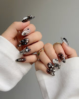 Black KK - Joyeenails - AN027 - Custom Size - Add Note / Medium Almond