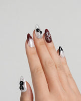 Dark Miffy nails — black white red mix by Joyee Nails