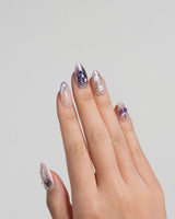 Luminous Spider nails — nude base purple chrome by Joyee Nails