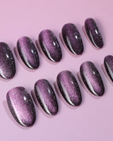 Mauve Nail Color Cat-eye custom press-on nails — available in multiple shapes and sizes
