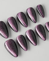 Mauve Nail Color Cat-eye custom press-on nails — available in multiple shapes and sizes