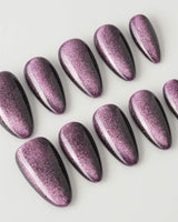 Mauve Nail Color Cat-eye custom press-on nails — available in multiple shapes and sizes
