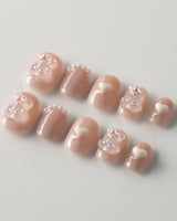 Cute Bear Hug custom press-on nails — available in multiple shapes and sizes