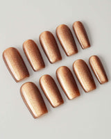 Light Brown Color Cat-eye Nails custom press-on nails — available in multiple shapes and sizes