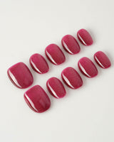 Fuchsia Cat-eye custom press-on nails — available in multiple shapes and sizes