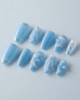 Mermaid Nail Designs Tale custom nails with dreamy shell and wave design