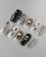Dark Ice custom press-on nails — available in multiple shapes and sizes
