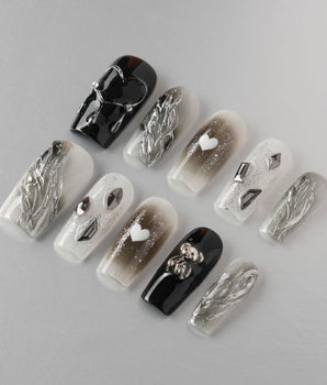 Dark Ice custom press-on nails — available in multiple shapes and sizes
