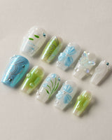 Lotus Breeze custom press-on nails — available in multiple shapes and sizes