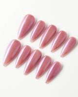 Aurora Mirage press-on nails — Dusty Rose, Velvet Cat Eye. handmade nail art by Joyee Nails
