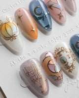 Cinderella Short Almond with multicolored elegant non-3d handmade press-on nails - image 1