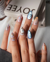Cinderella Short Almond with multicolored elegant non-3d handmade press-on nails - image 2