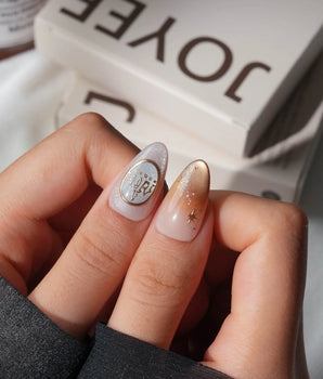 Beauty and the Beast Short Almond with brown Luxury non-3d handmade press-on nails - image 1