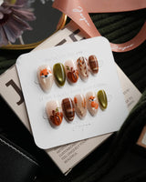 Sly Fox Extra Short Almond with brown cute Animal non-3d handmade press-on nails - image 3