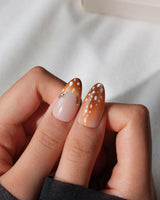 Shy Fawn Medium Almond with brown cute Animal non-3d handmade press-on nails - image 5