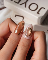 Gilded Wings Medium Almond with gold&silver Luxury non-3d handmade press-on nails - image 4