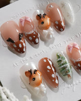 Winter Fawn press-on nails — Caramel Brown & Creamy