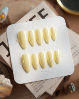 Chrome Nails - Butter Yellow press-on nail set — Butter Yellow solid nails design, hand-painted with real gel polish