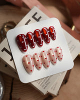 Heart Collector nails — Vintage Red Pear, Contrasting by Joyee Nails