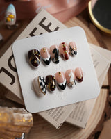 THE GAMBIT nails — Caramel Black & White, by Joyee Nails