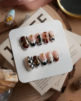 THE GAMBIT nails — Caramel Black & White, by Joyee Nails