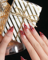 Crimson Queen press-on nails — Nude Pink to Black-Red