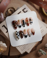 THE GAMBIT nails — Caramel Black & White, by Joyee Nails