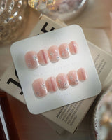 Pink Stardust nails — Pale Pink Jelly, Glitter by Joyee Nails