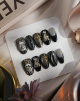 Christmas Eve nails — Obsidian Black & Shimmering by Joyee Nails
