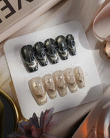 Halo Prophecy nails — Champagne Gold & Phantom by Joyee Nails