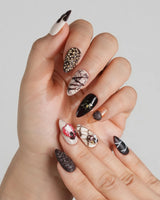 Chocolate Box press-on nails with realistic chocolate squares, glossy brown gel and 3D dessert art