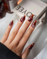 Cognac Medium Almond with red non-3d Tortoiseshell Nails handmade press-on nails - image 1