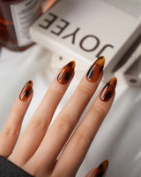 Whiskey Medium Almond with brown non-3d Tortoiseshell Nails handmade press-on nails - image 1