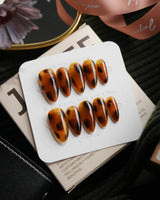 Whiskey Medium Almond with brown non-3d Tortoiseshell Nails handmade press-on nails - image 2