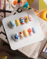 Amalfi Day vacation press-on nails in extra short oval shape