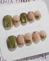 Aquagrass - Liquid Ballerina nails — Vintage Olive Green, Embossed by Joyee Nails
