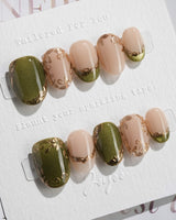 Aquagrass - Liquid Ballerina nails — Vintage Olive Green, Embossed by Joyee Nails