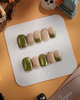 Aquagrass - Liquid Ballerina nails in extra short square — Vintage Olive Green, Embossed