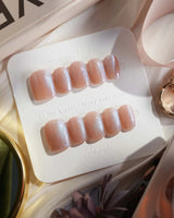 Aurora Icefire press-on nails in extra short square shape — Icy Iridescent Cat Eye.