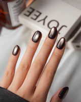 Autumn Cat Eye Press On Nails – Handmade Magnetic Velvet – 10 Colors Short Oval with brown gold&silver green non-3d cat eye nails handmade press-on nails - image 10