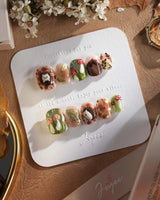 Autumn Tales press-on nails with woodland hedgehog art, mushrooms and autumn gel accents