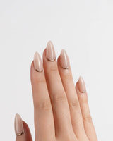 Bare Skin nail art close-up showing Minimalist Nude Chic, Champagne Gold Cuticle Outlines. details