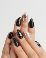 Baroque Noir press-on nails — Mysterious Glossy Black &