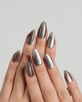 Beam Team #2 press-on nails — black cat eye handmade nail art by Joyee Nails