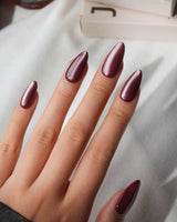 Berry Cat Eye Press On Nails – Handmade Magnetic Velvet – 4 Colors Short Oval with red purple non-3d cat eye nails handmade press-on nails - image 3