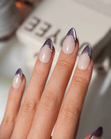 Berry Cat Eye Press On Nails – Handmade Purple French Tips – 3 Shades press on nails, handmade custom nails by Joyeenails