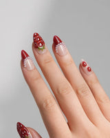 Berry me strawberry pearl press-on nails with sweet red fruit sculpture